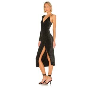 REVOLVE Song of Style NWT Wilbur Midi Dress in Black Metallic Size XS